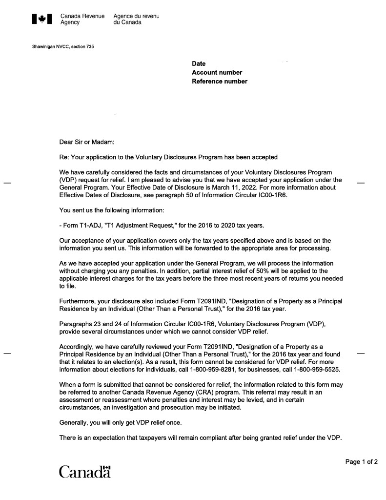 Voluntary Disclosures Program